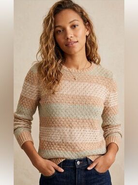J.Crew Striped Cream Pink Wool Blend Sweater | Women’s Medium
